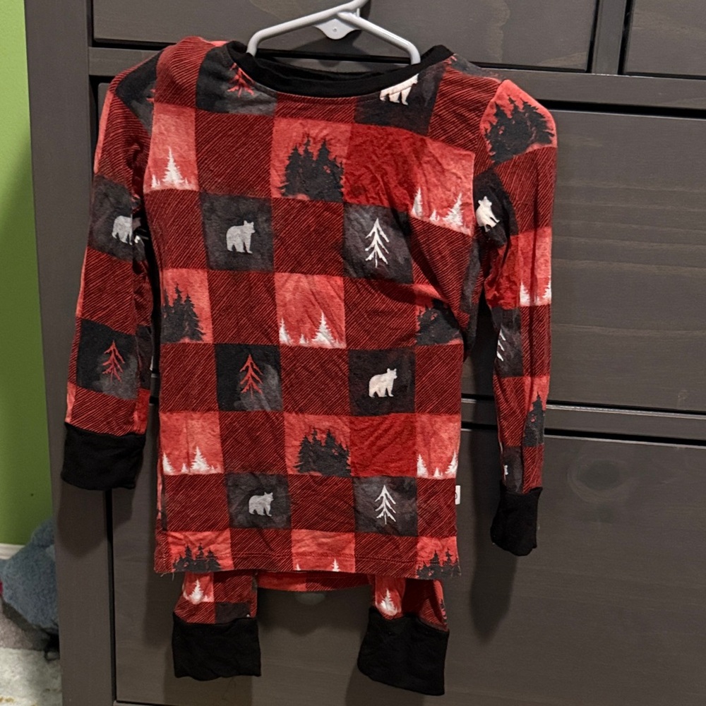 Cozy Red Plaid Kids Pajama Set